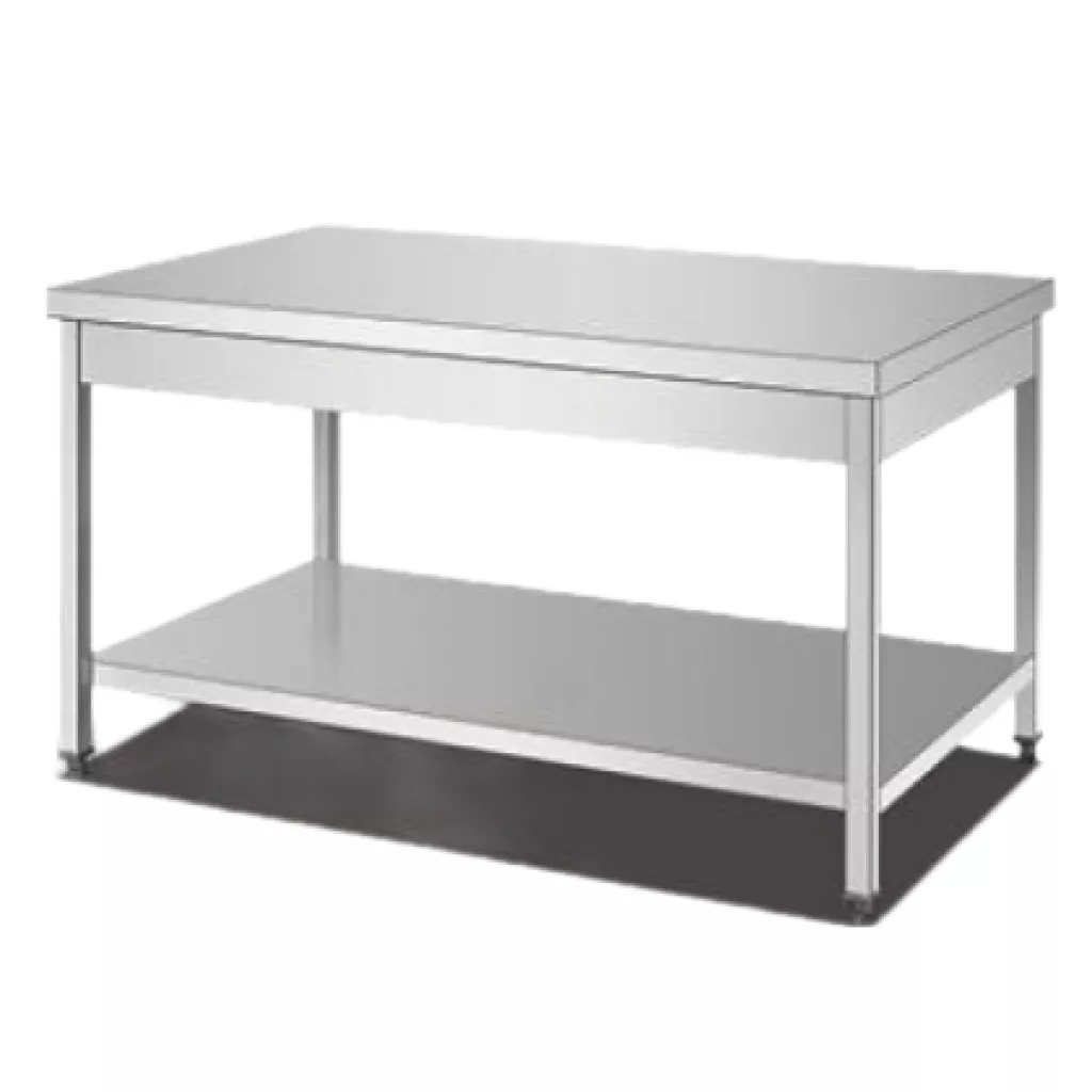 Kitchen work table without bottom shelf