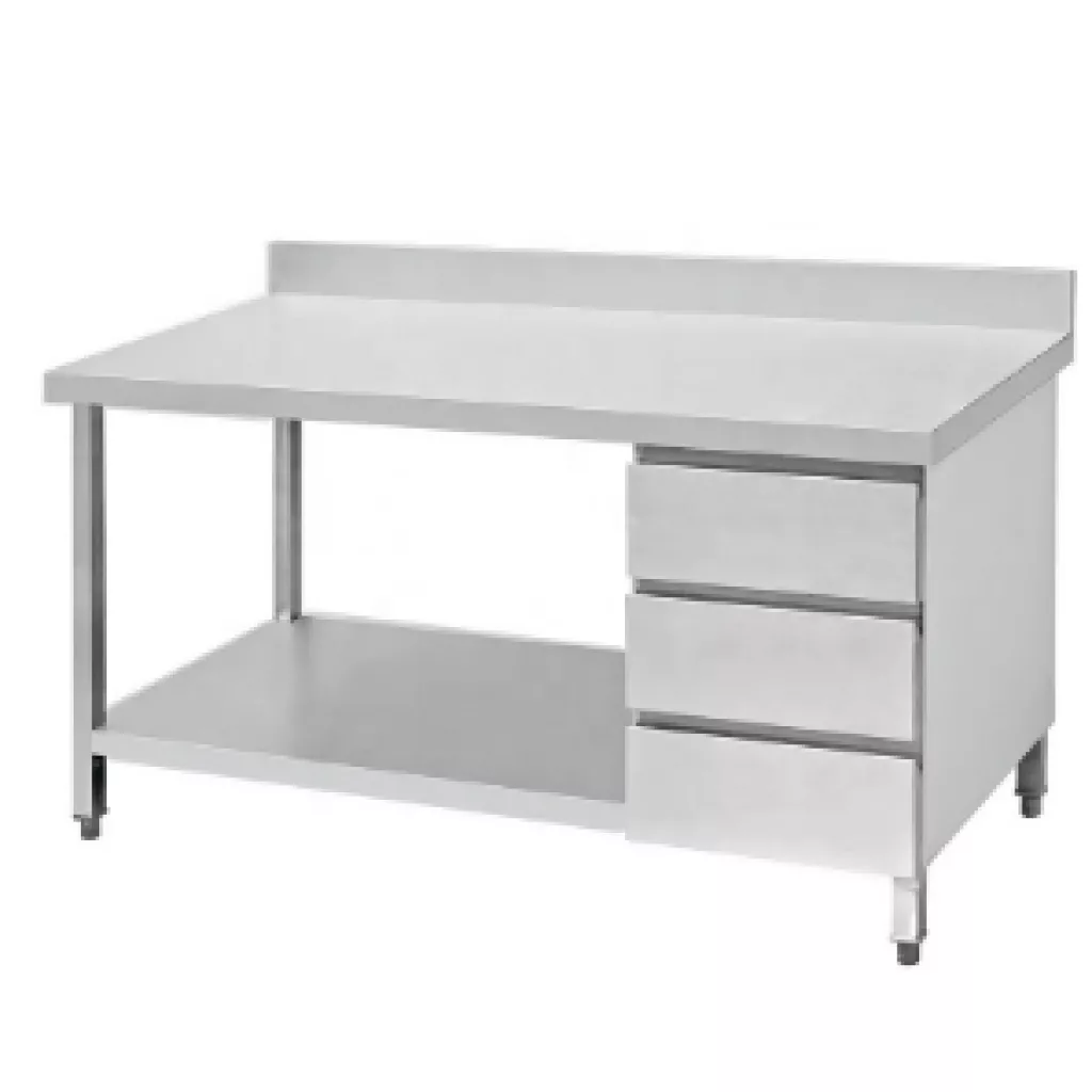Work table with 3-drawer vertical drawer unit