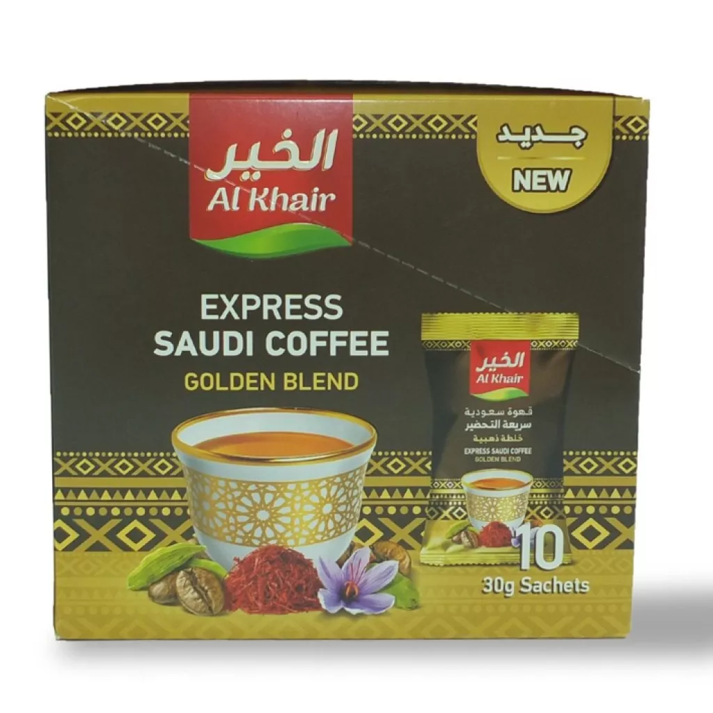 قهوة سعودية الذهبيه الخير 30جم*10 اظرف* 4 بكتات